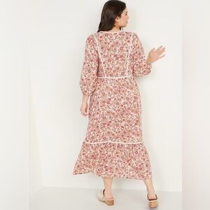 Old Navy Floral Long Sleeve Dress - Pink and White